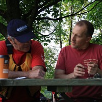 Gerry and Tim going over the lineup and race plan.